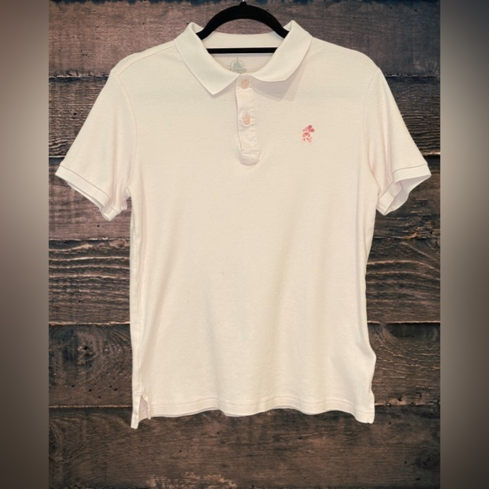 Pink Mickey Mouse Disney Parks Short Sleeve Polo Shirt 100% Cotton Golf Sz Small